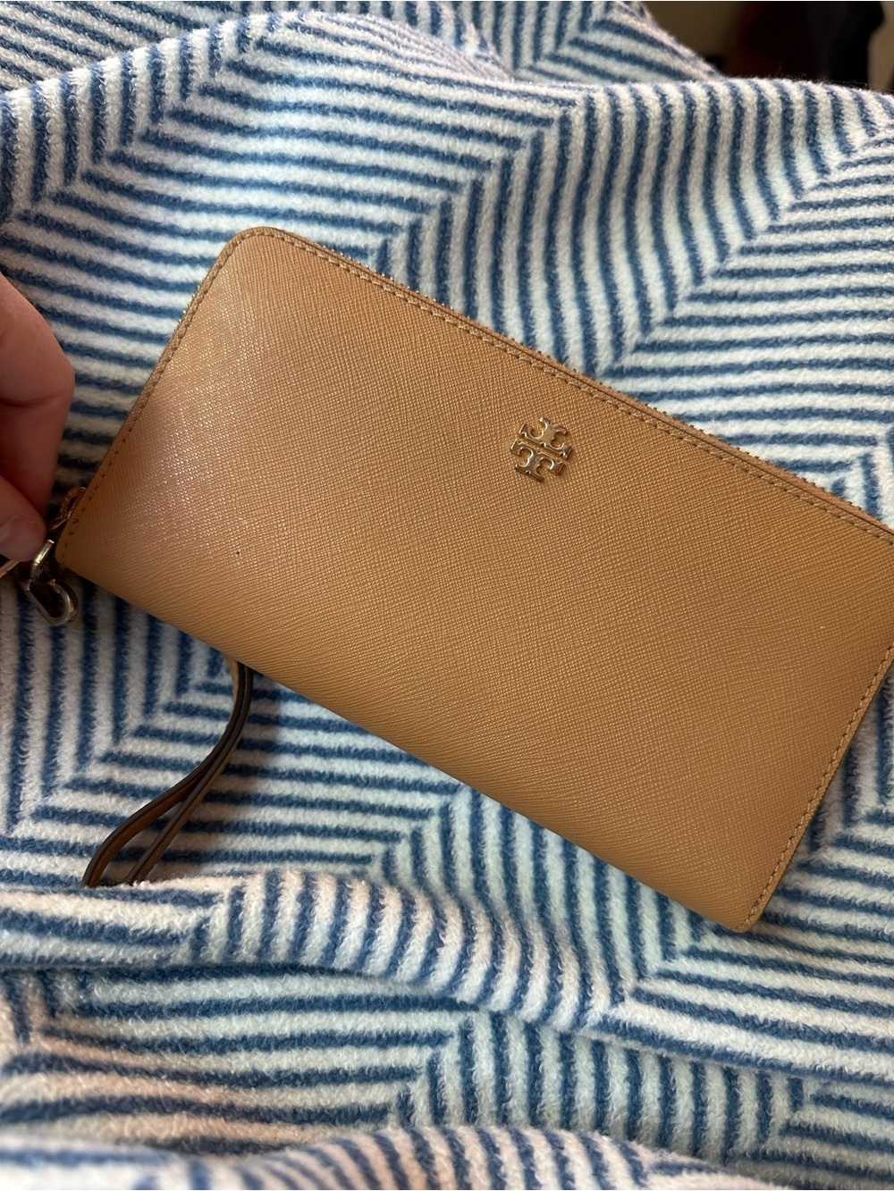 Tory Burch Caramel Zip-Around Wristlet Wallet